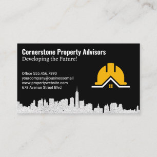 Property Development City Skyline Construction Business Card