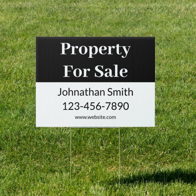 Property For Sale Black White Business Real Estate Sign (Insitu)