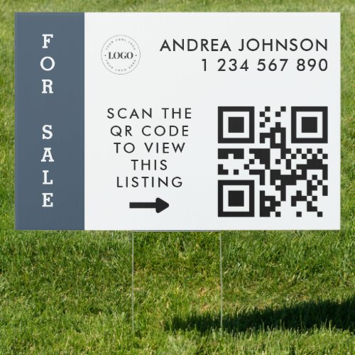 Property For Sale Real Estate Custom Logo QR Code Sign