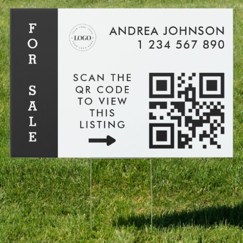 Property For Sale Real Estate Custom Logo QR Code  Sign