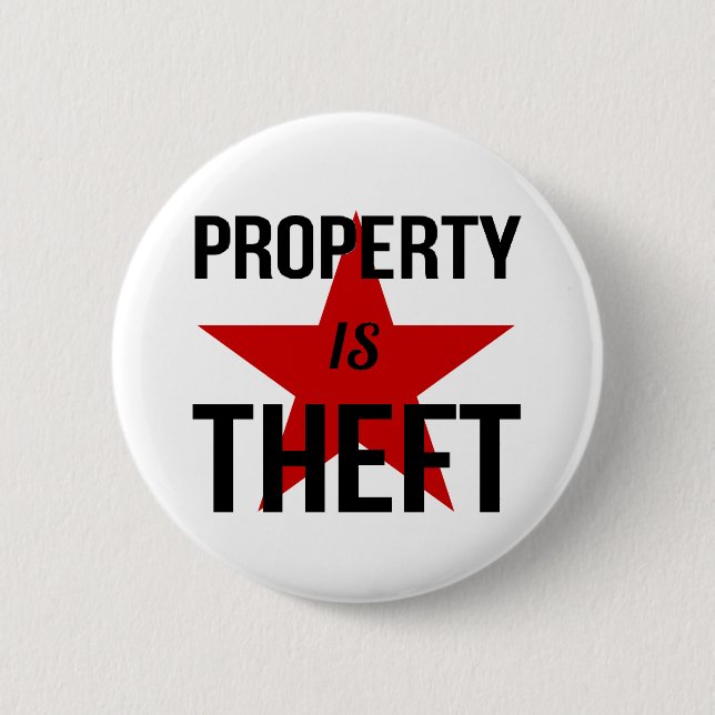 Property is Theft - Anarchist Socialist Communist Pinback Button (Front)
