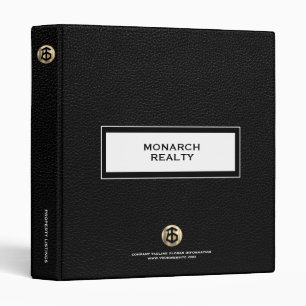 Property Listings Organizer Black Leather Print 3 Ring Binder