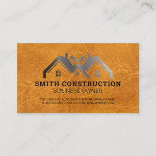Property Logo   Brown Leather Background Business Card
