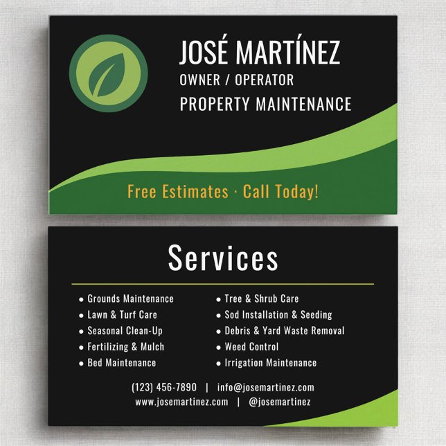 Property Maintenance Landscaping Lawn Service Business Card (Creator Uploaded)