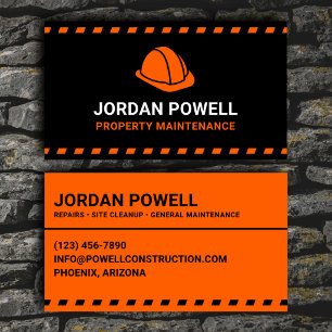 Property Maintenance Orange Hard Hat Business Card