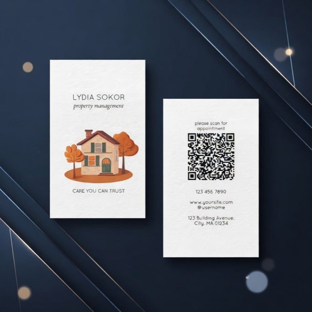 Property Management Business Card with QR Code (Creator Uploaded)