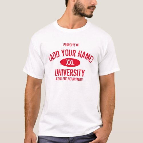 PROPERTY OF ADD YOUR NAME UNIVERSITYDistressed  T_Shirt
