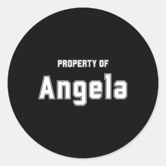 Property Of Angela Funny Bachelor Gifts For Groom Classic Round Sticker