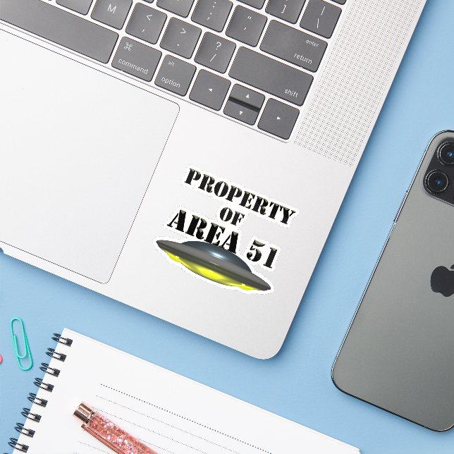 Property of Area 51 Sticker (Laptop w/ iPhone)