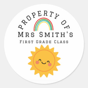 Property Of Classroom Sticker Smiley Sun School
