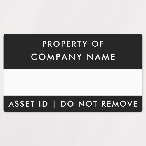 Property of Company  Black Corporate Asset ID Labels