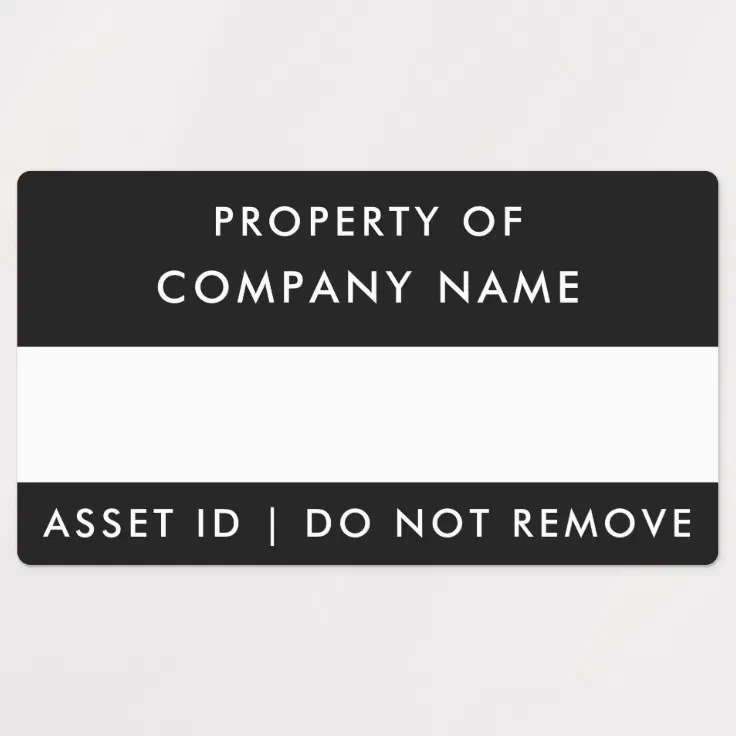 Property of Company | Black Corporate Asset ID Labels | Zazzle