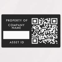 Property of Company Black QR Code Asset ID Labels