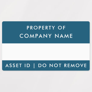 Property of Company Navy Blue Corporate Asset ID Labels