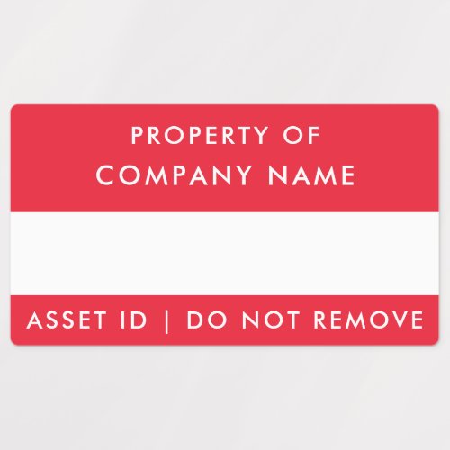 Property of Company  Red Corporate Asset ID Labels