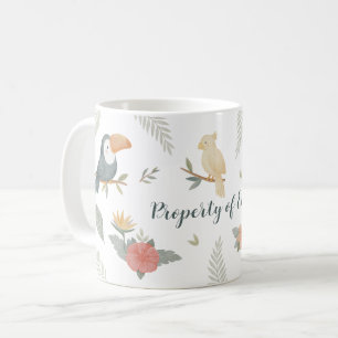 "Property Of" Custom Name Jungle Tropical Kids Mug