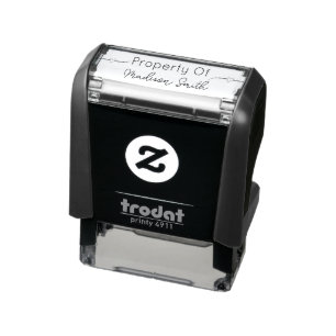 Property Of Cute Hearts Cursive Name Script Self-inking Stamp