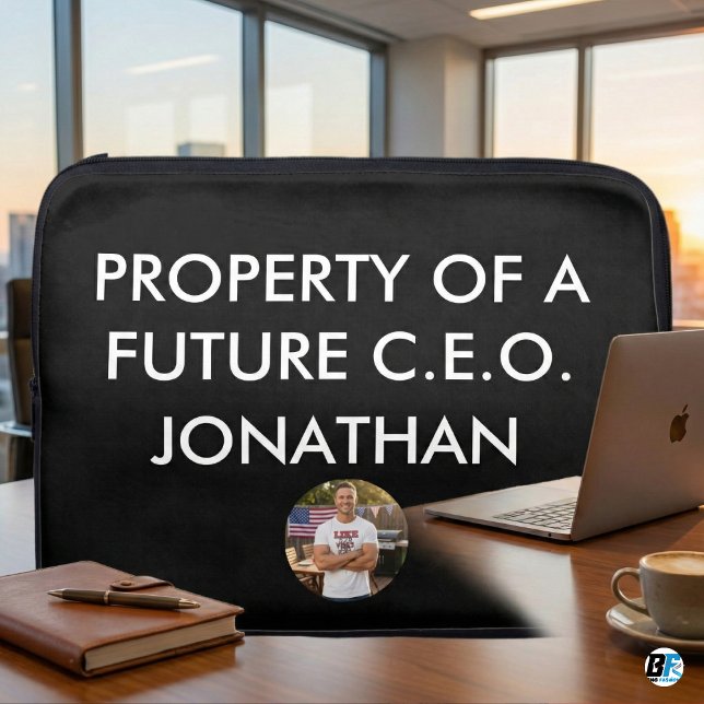 Property of Future CEO Custom Name Minimalist Blac Laptop Sleeve (Creator Uploaded)