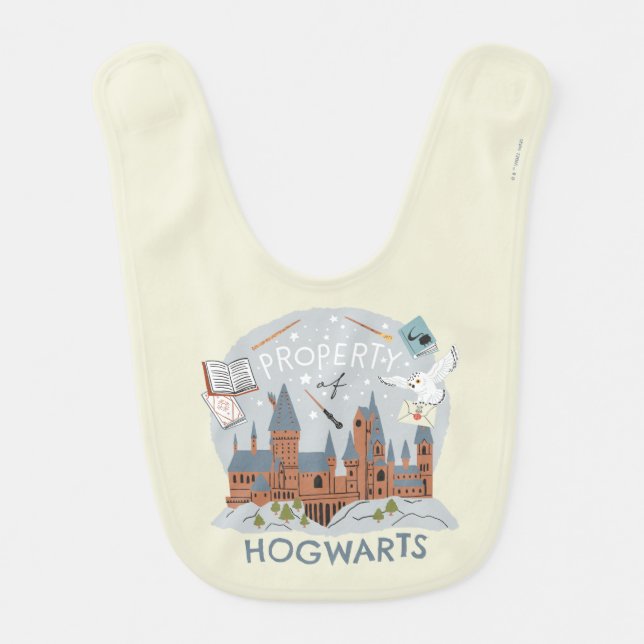 Property of Hogwarts Cartoon Graphic Baby Bib (Front)
