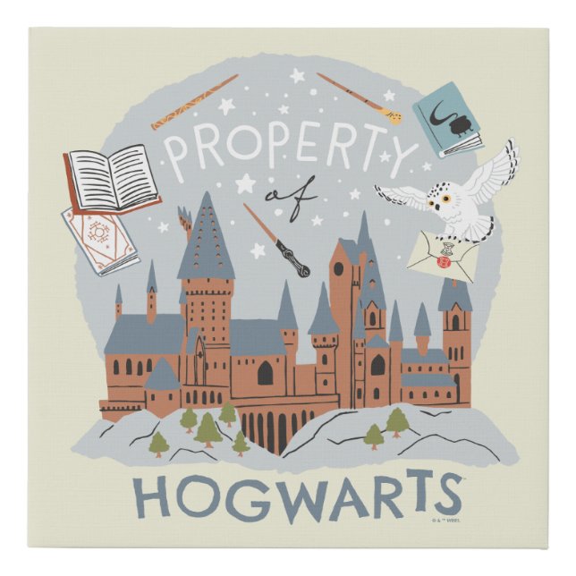 Property of Hogwarts Cartoon Graphic Faux Canvas Print (Front)