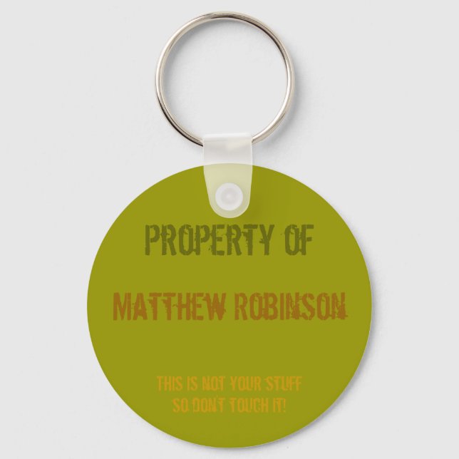 "Property of" Identification Keychain - Customized (Front)