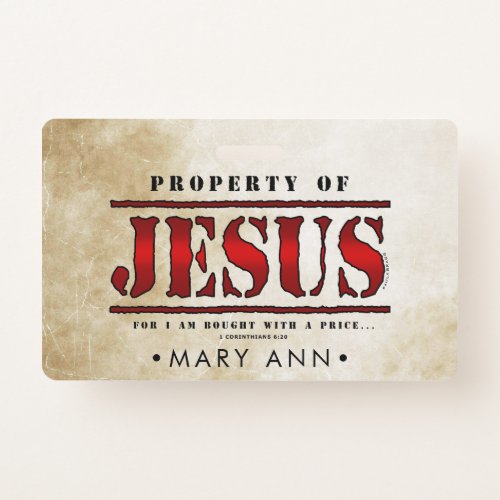 Property of Jesus Badge