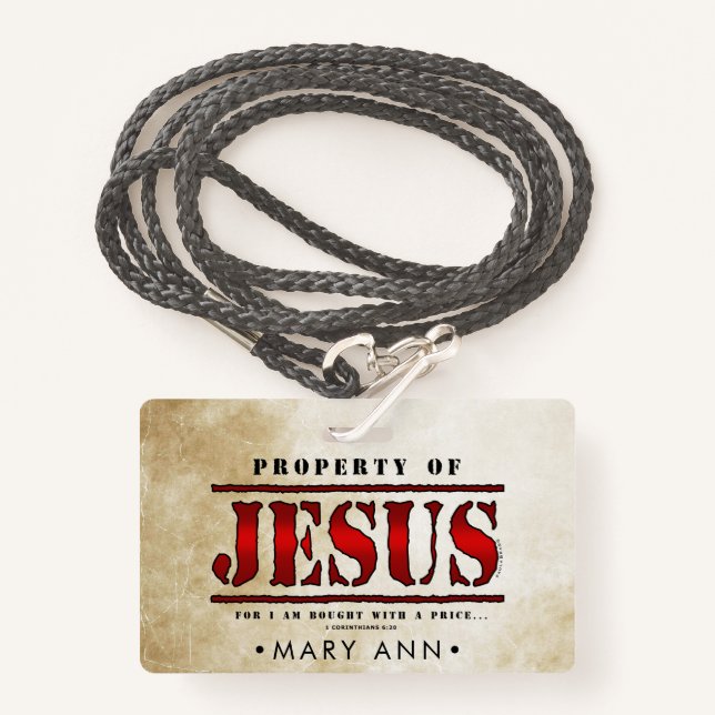 Property of Jesus Badge (Front with Lanyard)