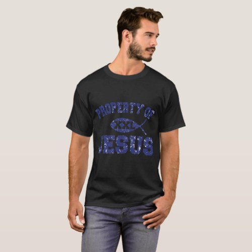 Property Of Jesus xxl Fish Christian Religious Cle T_Shirt