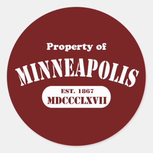 Property of Minneapolis Classic Round Sticker