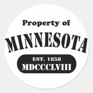 Property of Minnesota - black text Classic Round Sticker