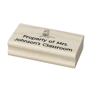 Property Of Mrs. Johnson's Classroom Cute Dino Rubber Stamp