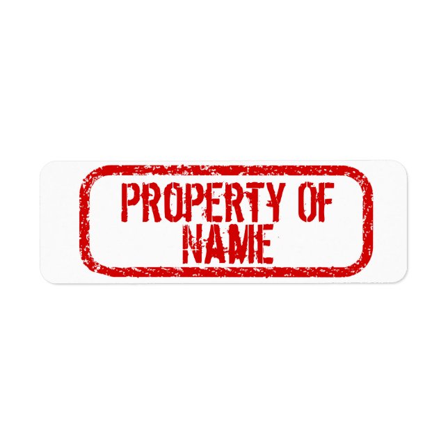 "Property of" name personalized stickers (Front)