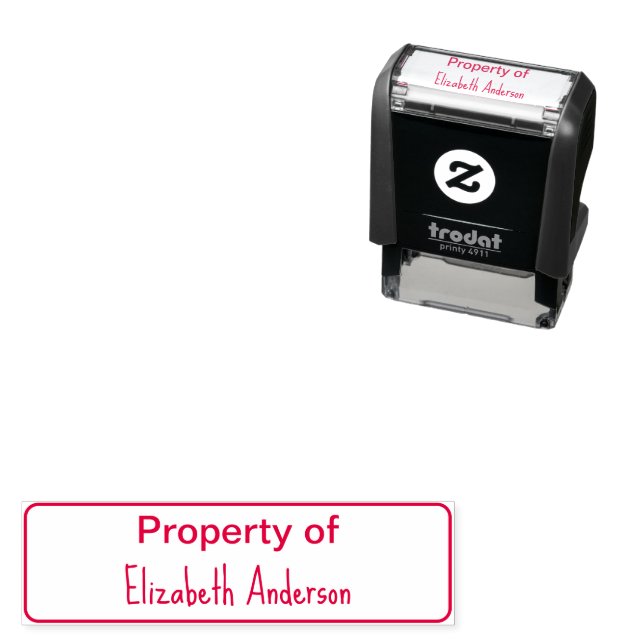 Property of Name Text Template Self-inking Stamp (In Situ)