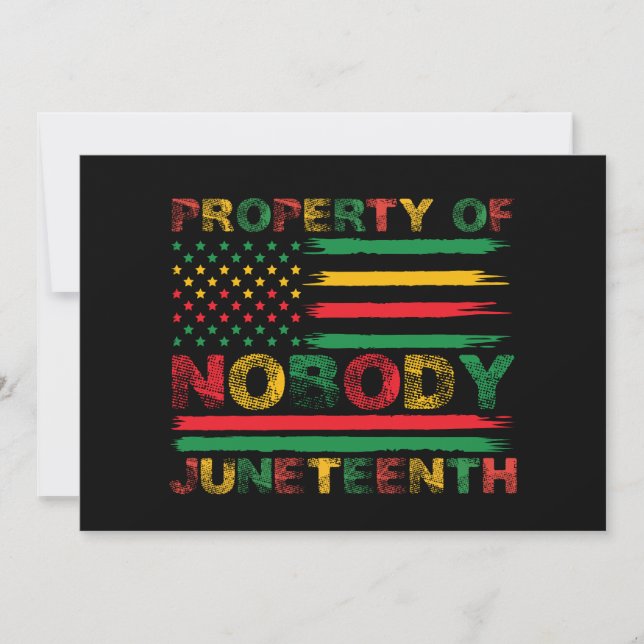 Property Of Nobody Juneteenth US American Flag Invitation (Front)