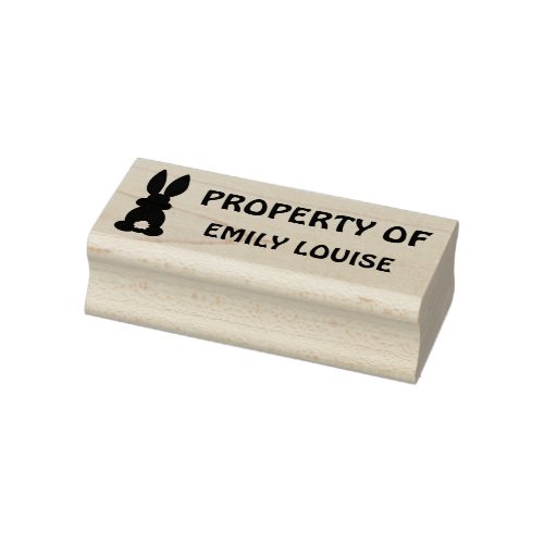 Property of Personalized Bunny Silhouette Kids Rubber Stamp