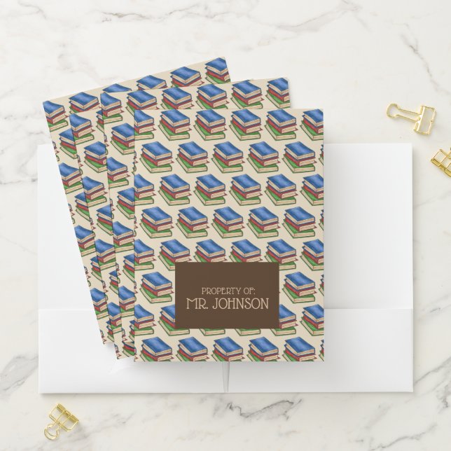 PROPERTY OF Personalized School Teacher Books Pocket Folder (In Situ)
