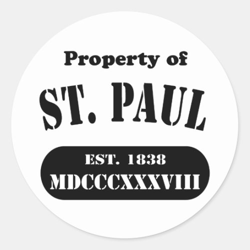 Property of St Paul Classic Round Sticker