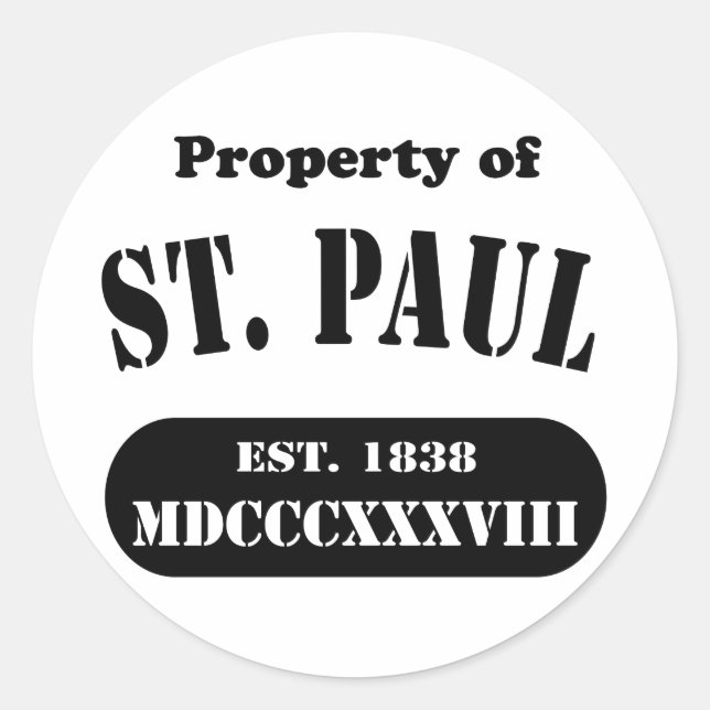 Property of St. Paul Classic Round Sticker (Front)