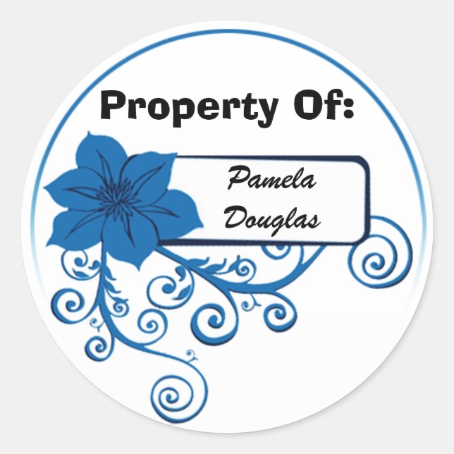 Property Of Sticker (floral blue) (Front)