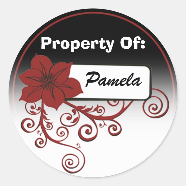 Property Of Sticker (floral red & background ) (Front)