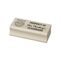 Property Of Teacher Classroom Cartoon Owl Rubber Stamp