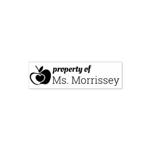 Property of Teacher Name Classroom Apple Self-inking Stamp