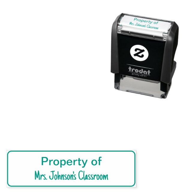 Property of Teacher's Name Classroom Text Template Self-inking Stamp (In Situ)