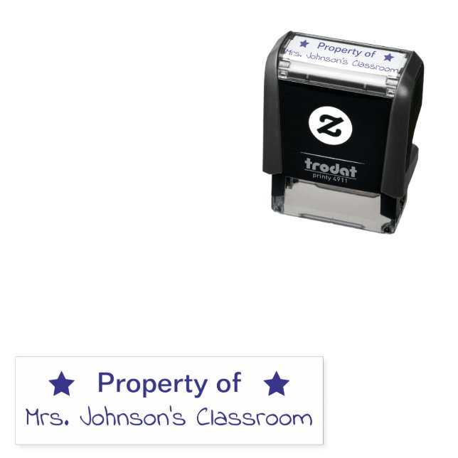 Property of Teacher's Name Classroom with Stars Self-inking Stamp (In Situ)