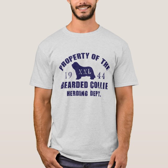 Property of the Bearded Collie Herding Department T-Shirt (Front)