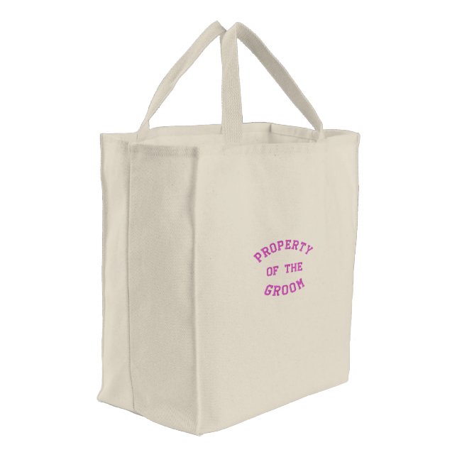 Property of the Groom Embroidered Tote Bag (Angled)