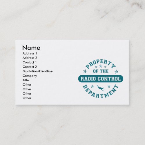 Property of the Radio Control Department Business Card