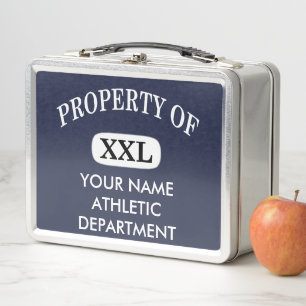 Property of XXL Add Name White Font Metal Lunchbox