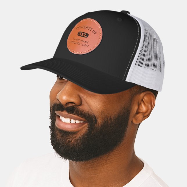 Property of XXL Custom Name Athletic Depart Leather Patch Hat (Male)