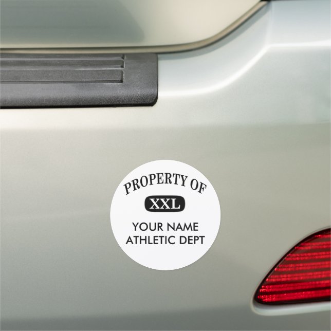 Property of XXL Custom Name Athletic Department Car Magnet (In Situ)